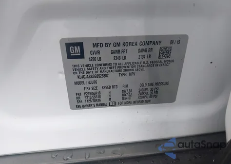 2016 Buick Encore z USA, uszkodzony, nr VIN KL4CJASB3GB528882